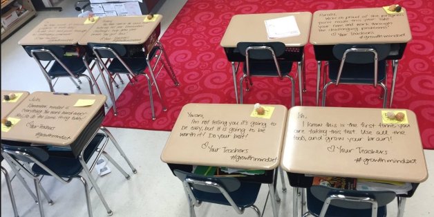 À l'école publique de Woodburry aux États-Unis, Madame Langford laisse des message d'encouragement à ses élèves
