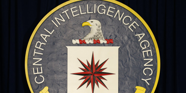 The CIA sign is seen onstage before the arrival of U.S. President Barack Obama to speak following a meeting with his National Security Council at CIA Headquarters in Langley, Virginia April 13, 2016. REUTERS/Kevin Lamarque