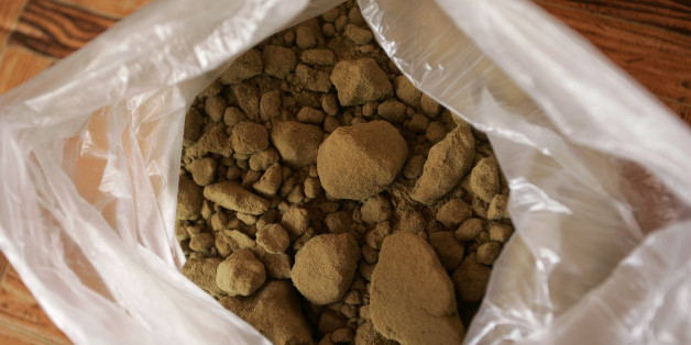 Hashish resin is stored inside a plastic bag at a farmer's house in the Rif region, near Chefchaouen August 8, 2009.REUTERS/Rafael Marchante (MOROCCO SOCIETY)