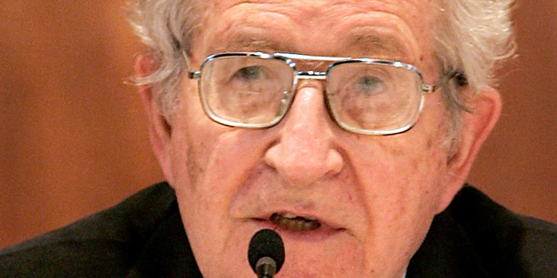 ** CORRECTS NAME TO NOAM ** U.S. linguist and political activist Noam Chomsky speaks during a lecture titled "The Great Soul of Power" at the American University of Beirut, in Beirut, Lebanon, Tuesday, May 9, 2006. (AP Photo/Hussein Malla)
