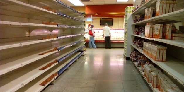 An empty supermarket is pictured in Caracas on May 28, 2016.
The shortage of basic foodstuffs in Venezuela exceeds 80 percent, a survey revealed. / AFP / JUAN BARRETO (Photo credit should read JUAN BARRETO/AFP/Getty Images)