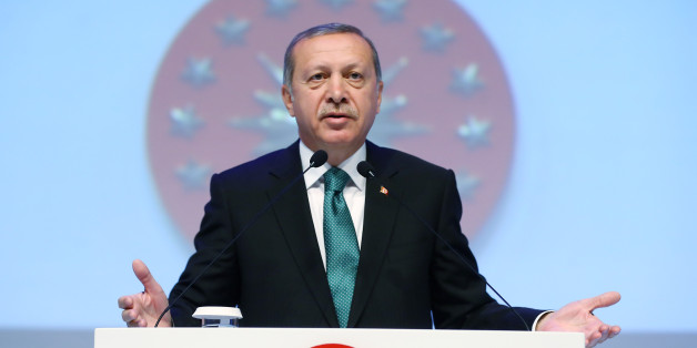 Turkey's President Recep Tayyip Erdogan addresses the members of an educational foundation in Istanbul, Monday, May 30, 2016. Erdogan has spoken out against birth control and family planning, saying they go against Muslim traditions. Speaking at an educational foundation in Istanbul on Monday, Erdogan declared: "I say this openly: We will increase our descendants, we will increase out population. Family planning, birth control, no Muslim family can practice such an understanding." (Kayhan Ozer, Presidential Press Service/Pool via AP)