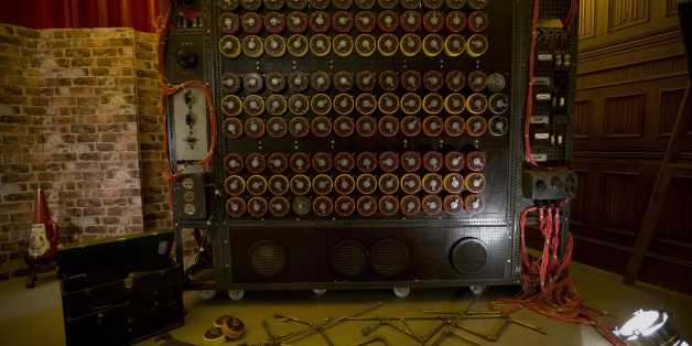 In this Thursday, Jan. 15, 2015 photo, a model made by the props department for the movie "The Imitation Game" based on an original Bombe machine used by British World War II code breakers, is displayed at Bletchley Park museum in the town of Bletchley in Buckinghamshire, England, The movie is set at Bletchley Park and some scenes were filmed there. Though eclipsed by attractions like the British Museum and Stonehenge, the museum at Bletchley Park expects a surge in visitors as a result of the movie about Alan Turing, a computer science pioneer and architect of the effort to crack Nazi Germanyâs Enigma cipher. The film starring Benedict Cumberbatch was nominated for eight Academy Awards. (AP Photo/Matt Dunham)