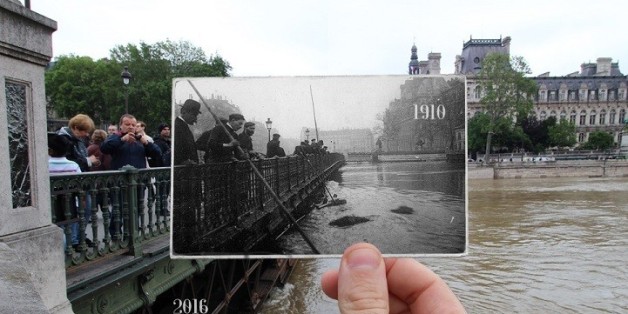 Un photomontage de Julien Knez comparant les crues de 1910 et 2016 (Credits : Julien Knez / Golem13)