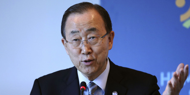 United Nations Secretary General Ban Ki-moon speaks during a side event entitled: "Mayorâs Focus Session: Citiesâ Response to Migration" at the the World Humanitarian Summit in Istanbul, Tuesday, May 24, 2016. World leaders and representatives of humanitarian organisations from across the globe gathered in Istanbul on May 23-24, 2016 for the first World Humanitarian Summit, focused on how to reform a system many judge broken. (Isa Terli/Pool Photo via AP)