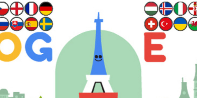 Mit diesem Doodle feiert die Suchmaschine Google den Auftakt zur EM 2016