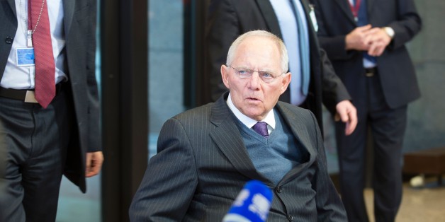 German Finance Minister Wolfgang Schäuble arrives to talk to the media prior to a meeting of Eurogroup ministers at the European Council headquarters in Brussels on February 11, 2016. / AFP / THIERRY MONASSE (Photo credit should read THIERRY MONASSE/AFP/Getty Images)