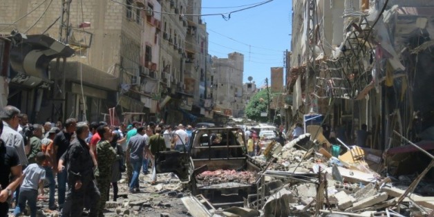 Site d'une double explosion à l'extérieur du mausolée chiite de Sayead Zeinab, près de Damas, le 11 juin 20