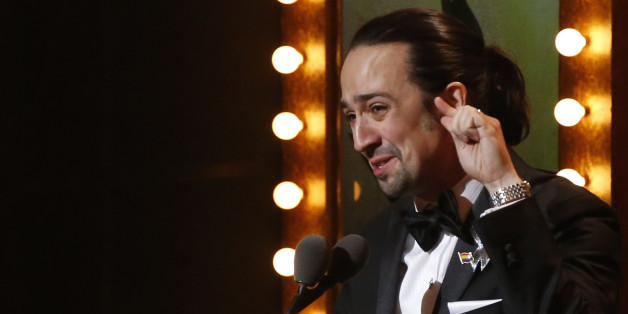 Lin-Manuel Miranda of "Hamilton" accepts the award for Best Original Score during the American Theatre Wing's 70th annual Tony Awards in New York, U.S., June 12, 2016. REUTERS/Lucas Jackson