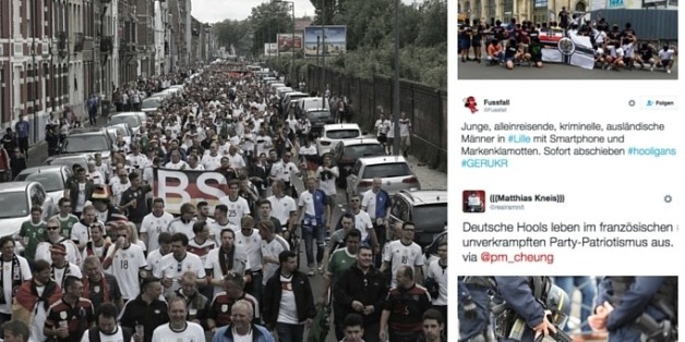 Der überwiegende Teil der deutschen Fans feierte in Lille friedlich - wie beim Fanmarsch zum Stadion.