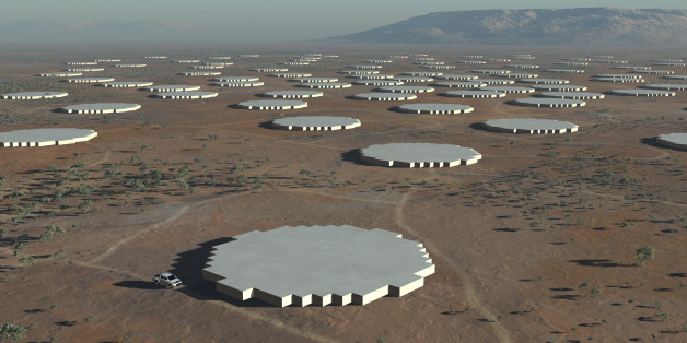 The Square Kilometre Array (SKA) radio telescope project is seen in his artists impression image made available by the Manchester based SKA Organisation, May 25, 2012. The location of the huge radio telescope, strong enough to detect extraterrestrial life in the far reaches of the universe, could be settled on Friday when the group in charge of the project meets in the Netherlands. When completed in 2024, the "Square Kilometre Array" (SKA) will be made up of 3,000 dishes, each 15 metres wide, t