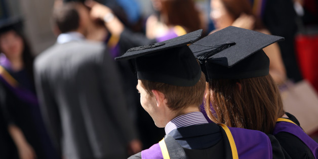 Students from the London School of Economics & Political Science (LSE) wear mortar boards and gowns during a ceremony for university graduates in London, U.K., on July 18, 2013. U.K. unemployment claims fell at their fastest pace in three years in June, adding to evidence the economic recovery is gaining momentum. Photographer: Chris Ratcliffe/Bloomberg via Getty Images