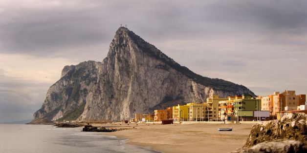 The 'Rock' of Gibraltar and La Linea, Spain as seen from the coast of Southern Spain. View related images in my portfolio below:
