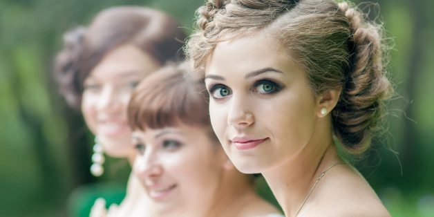 Beautiful bride with her friends