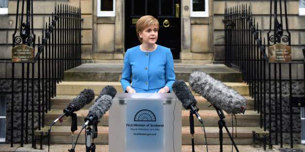 Scotland's First Minister and Leader of the Scottish National Party (SNP), Nicola Sturgeon, addresses the media after holding an emergency Cabinet meeting at Bute House in Edinburgh, Scotland on June 25, 2016, following the pro-Brexit result of the UK's EU referendum vote.
The result of Britain's June 23 referendum vote to leave the European Union (EU) has pitted parents against children, cities against rural areas, north against south and university graduates against those with fewer qualifications. London, Scotland and Northern Ireland voted to remain in the EU but Wales and large swathes of England, particularly former industrial hubs in the north with many disaffected workers, backed a Brexit. / AFP / OLI SCARFF (Photo credit should read OLI SCARFF/AFP/Getty Images)