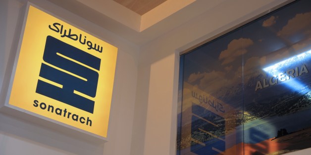 A picture shows the logo of Algerian state energy giant Sonatrach during the World Gas Conference exhibition in Paris on June 2, 2015. AFP PHOTO / ERIC PIERMONT (Photo credit should read ERIC PIERMONT/AFP/Getty Images)