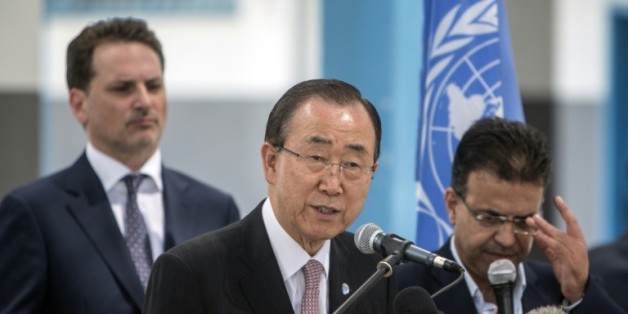 Le patron de l'ONU Ban Ki-moon qualife à Gaza le blocus israélien "punition collective alimentant l'escalade" des violences, le 28 juin 2016