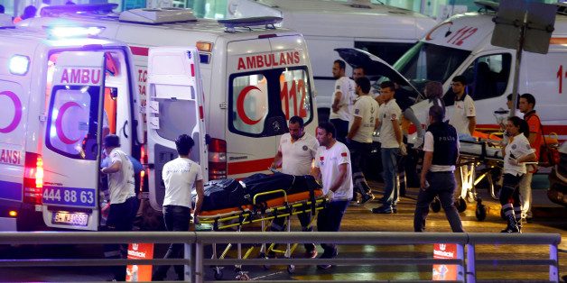Ambulances arrive at Turkey's largest airport, Istanbul Ataturk, Turkey, following a blast June 28, 2016. REUTERS/Osman Orsal