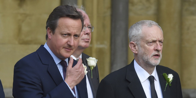 Britain's Prime Minister David Cameron (L) walks from Parliament to St Margaret's Church with Jeremy Corbyn the leader of the opposition Labour Party for a service of rememberance for Labour MP Jo Cox who was shot and stabbed to death last week outside her constituency surgery, in Westminster, London, June 20, 2016. REUTERS/Toby Melville