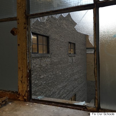 broken school window