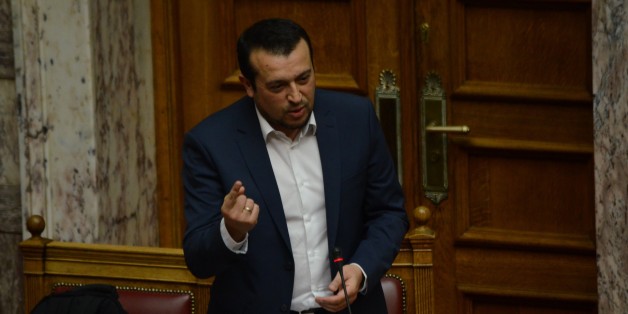 ATHENS, GREECE - 2015/12/05: Minister of State Nikos Pappas talks to the Greek parliament. Greek lawmakers voted for the 2016 Greek State Budget. (Photo by George Panagakis/Pacific Press/LightRocket via Getty Images)