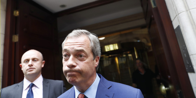 Nigel Farage, the leader of the United Kingdom Independence Party (UKIP) reacts as he leaves following the result of the EU referendum vote, in central London, Britain June 24, 2016. REUTERS/Stefan Wermuth