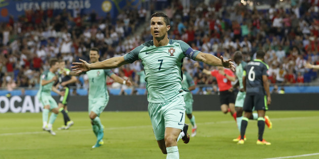 Football Soccer - Portugal v Wales - EURO 2016 - Semi Final - Stade de Lyon, Lyon, France - 6/7/16Portugal's Cristiano Ronaldo celebrates after scoring their first goal REUTERS/Carl RecineLivepic