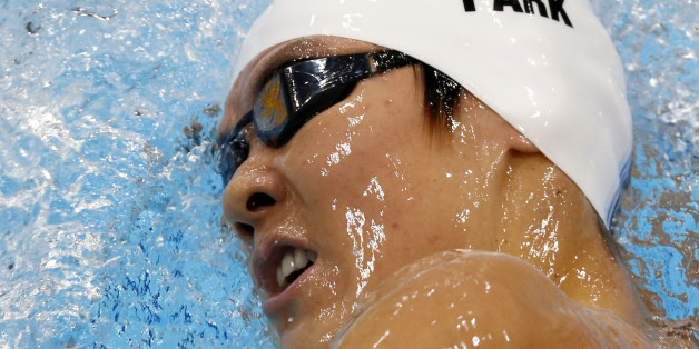 South Korea's Park Tae-Hwan competes in a 1500-meter freestyle swimming heat at the 2012 Summer Olympics, Friday, Aug. 3, 2012, in London. (AP Photo/Julio Cortez)