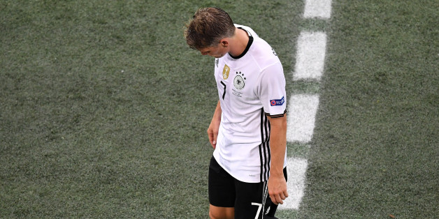 MARSEILLE, FRANCE - JULY 07: Bastian Schweinsteiger of Germany walks off the pitch after being substituted during the UEFA EURO semi final match between Germany and France at Stade Velodrome on July 7, 2016 in Marseille, France. (Photo by Laurence Griffiths/Getty Images)