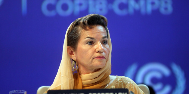 FILE - In this Monday, Nov. 26, 2012 file photo, Christiana Figueres, Executive Secretary of the United Nations Framework Convention on Climate Change (UNFCCC) attends the opening session of the United Nations Climate Change conference in Doha, Qatar. The United Nations climate chief is urging people not to look solely to their governments to make tough decisions to slow global warming, and instead to consider their own role in solving the problem. Approaching the half-way point of two-week cli