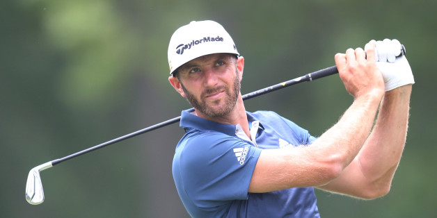 Jul 3, 2016; Akron, OH, USA; Dustin Johnson of the United States hits a tee shot on the third hole during the final round of the 2016 Bridgestone Invitational at Firestone Country Club - South Course. Mandatory Credit: Charles LeClaire-USA TODAY Sports