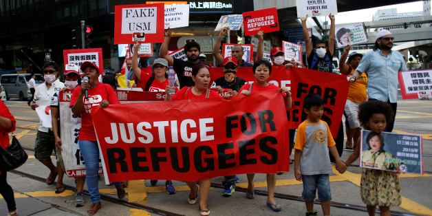 Refugees and their supporters protest to mark World Refugee Day in Hong Kong, China June 20, 2016. REUTERS/Bobby Yip