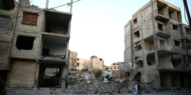 Une rue de Douma à l'est de Damas le 6 juillet 2016