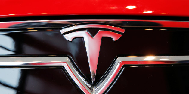 A Tesla logo on a Model S is photographed inside of a Tesla dealership in New York, U.S., April 29, 2016. REUTERS/Lucas Jackson