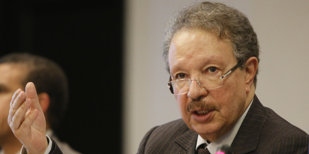Planning agency chief Ahmed Lahlimi Alami speaks during a news conference at the Royal Mansour Hotel in Casablanca, Morocco, Tuesday, Jan. 20, 2015. Morocco's planning commission has predicted an economic rebound for 2015 with 4.8 percent growth, based on lower oil prices international and expectations of a strong harvest. (AP Photo/Abdeljalil Bounhar)