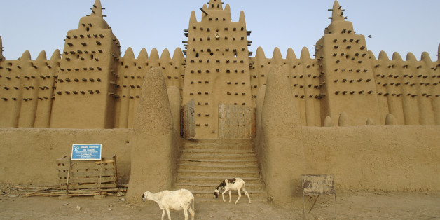The Great Mosque of Djenne is the largest mud brick building in the world with definite Islamic influences. The mosque is located in the city of Djenne, Mali on the flood plain of the Bani River. The first mosque on the site was built in the 13th century, but the current structure dates from 1907. As well as being the centre of the community of Djenné, it is one of the most famous landmarks in Africa. Along with the 'Old Towns of Djenné' it was designated a World Heritage Site by UNESCO in