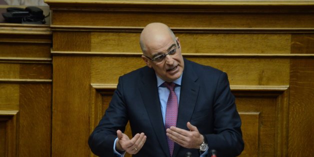 ATHENS, GREECE - 2016/03/17: MP with New Democracy Nikos Dendias talks to the Greek parliament. Greek legislators discuss in the Greek parliament a new law proposed by the government against the doping in sports. (Photo by George Panagakis/Pacific Press/LightRocket via Getty Images)