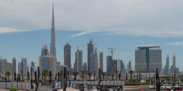DUBAI, UNITED ARAB EMIRATES - APRIL 02: A general view of the Dubai skyline on day 3 of Fashion Forward Fall/Winter 2016 held at the Dubai Design District on April 2, 2016 in Dubai, United Arab Emirates. (Photo by Cedric Ribeiro/Getty Images)