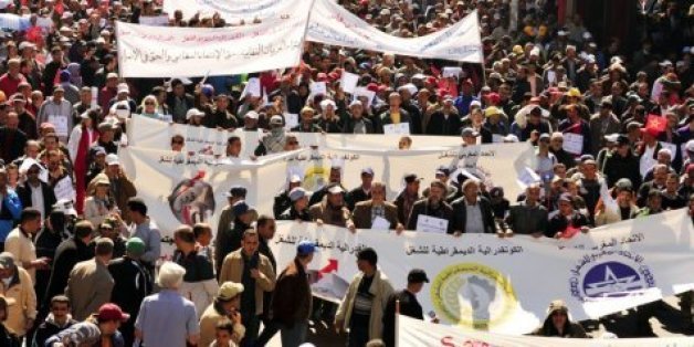 Manifestation de syndicats au Maroc