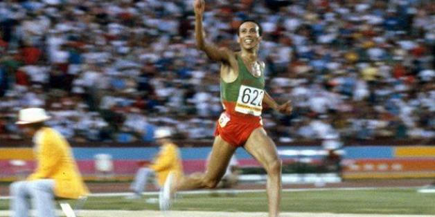 Saïd Aouita courant vers son sacre lors de JO de Los Angeles 84 (DR)