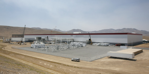 An overall view of the new Tesla Gigafactory is seen during a media tour Tuesday, July 26, 2016, in Sparks, Nev. Itâs Tesla Motorsâ biggest bet yet: A massive, $5 billion factory in the Nevada desert that could almost double the worldâs production of lithium-ion batteries by 2018. (AP Photo/Rich Pedroncelli)