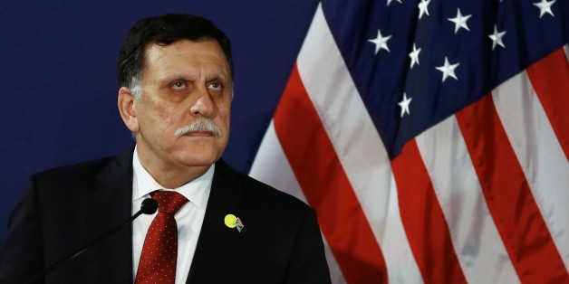 FILE - In this May 16, 2106 file-pool photo, Fayez al-Sarraj, the head of the U.N.-brokered presidency council, attends a news conference in Vienna, Austria. The U.S. launched multiple airstrikes against Islamic State militants Monday, Aug. 1, 2016, opening a new, more persistent front against the group at the request of the UN-backed Libyan government, Libyan and U.S. officials said. Serraj, said in a televised statement that American warplanes attacked the IS bastion of Sirte. No U.S. ground forces will be deployed, he said. (Leonhard Foeger/Pool Photo via AP, File)