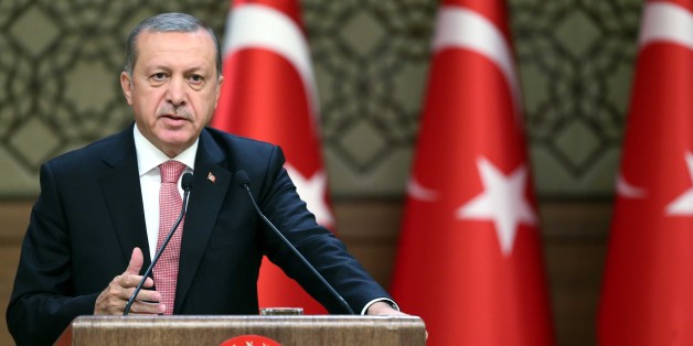 ANKARA, TURKEY - AUGUST 02: Turkish President Recep Tayyip Erdogan delivers a speech during a major economic meeting with international investors at Presidential Complex in Ankara, Turkey on August 02, 2016. (Photo by Kayhan Ozer/Anadolu Agency/Getty Images)