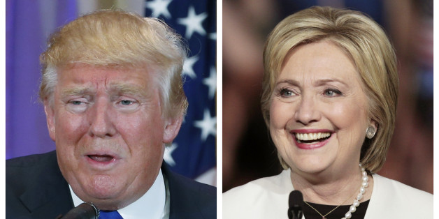 A combination photo shows Republican U.S. presidential candidate Donald Trump (L) in Palm Beach, Florida and Democratic U.S. presidential candidate Hillary Clinton (R) in Miami, Florida at their respective Super Tuesday primaries campaign events on March 1, 2016. Republican Donald Trump and Democrat Hillary Clinton rolled up a series of wins on Tuesday, as the two presidential front-runners took a step toward capturing their parties' nominations on the 2016 campaign's biggest day of state-by-sta