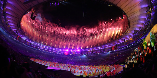 2016 Rio Olympics - Opening ceremony - Maracana - Rio de Janeiro, Brazil - 05/08/2016. Fireworks explode during the opening ceremony. REUTERS/Ruben Sprich FOR EDITORIAL USE ONLY. NOT FOR SALE FOR MARKETING OR ADVERTISING CAMPAIGNS.