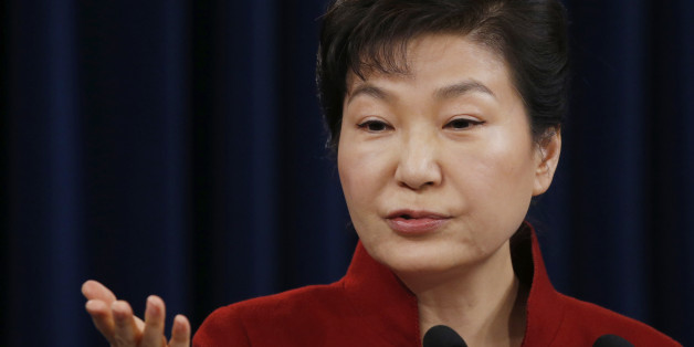 South Korean President Park Geun-hye answers to a reporter's question during her news conference at the Presidential Blue House in Seoul, South Korea, Wednesday, Jan. 13, 2016. Park on Wednesday urged North Korea's only major ally, China, to help punish Pyongyang's recent nuclear test with the strongest possible international sanctions. (Kim Hong-ji/Pool Photo via AP)