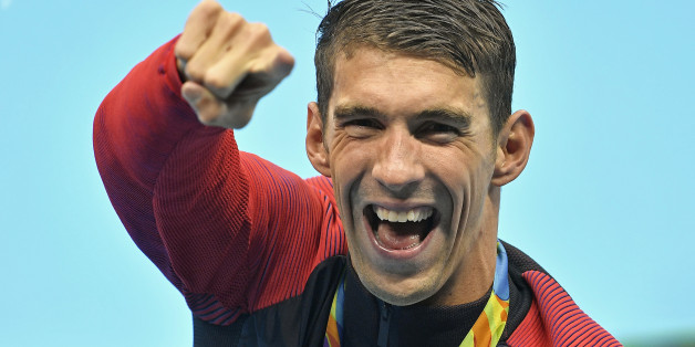 United States' Michael Phelps celebrates after winning the gold medal in the men's 4x100-meter final during the swimming competitions at the 2016 Summer Olympics, Monday, Aug. 8, 2016, in Rio de Janeiro, Brazil. (AP Photo/Martin Meissner)
