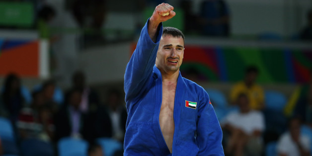 2016 Rio Olympics - Judo - Final - Men -81 kg Bronze Medal Contests - Carioca Arena 2 - Rio de Janeiro, Brazil - 09/08/2016. Sergiu Toma (UAE) of United Arab Emirates celebrates. REUTERS/Toru Hanai FOR EDITORIAL USE ONLY. NOT FOR SALE FOR MARKETING OR ADVERTISING CAMPAIGNS.