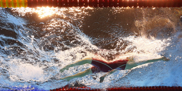 Canada's Dominique Bouchard competes during a women's 200-meter backstroke heat in the swimming competitions at the 2016 Summer Olympics in Rio de Janeiro, Brazil, Thursday, Aug. 11, 2016. (AP Photo/Lee Jin-man)