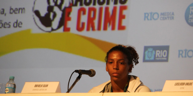 Rafaela Silva lors d'une conférence de presse sur l'égalité raciale et le combat contre le racisme, le 10 août 2016 à Rio